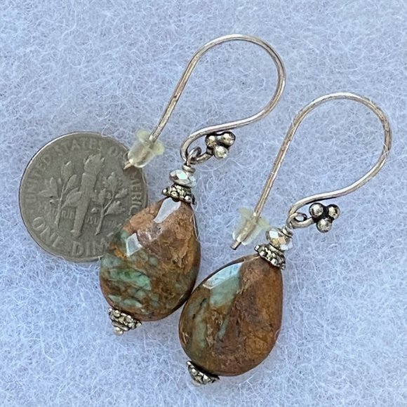 Jasper Earrings, Brown And Green Earrings, Natural Stone Earrings Boho Hippie - Picture 2 of 16